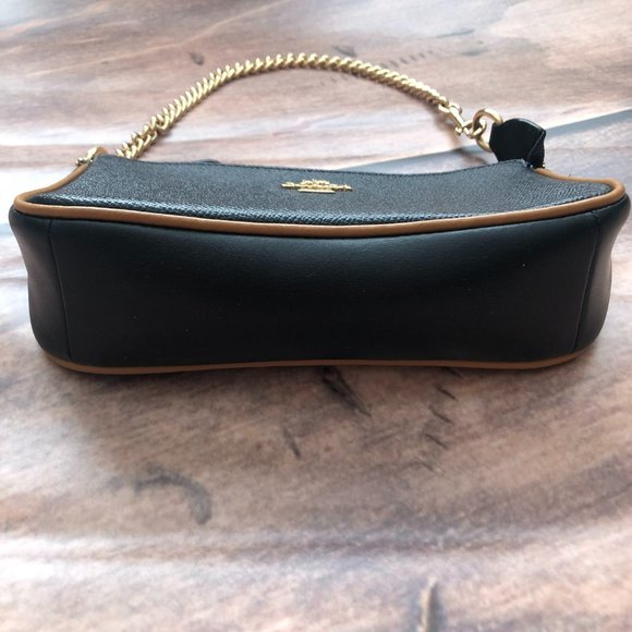 SOLD ❌COACH Nolita 19 Zipper Pouch Mini Bag Black Leather Gold-tone Chain Strap - Picture 3 of 11